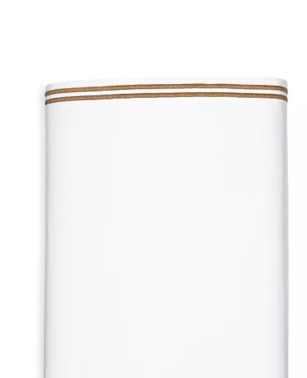 Hudson Park Italian Linens Percale TWIN Flat Sheet White / Champagne